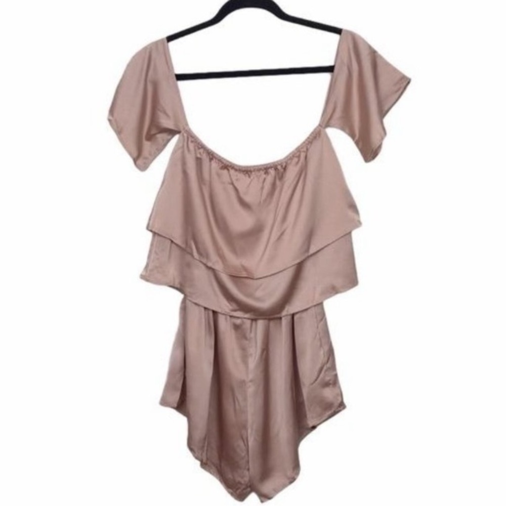 Reverse Tan Off The Shoulder Tiered Romper NWT $80 Small